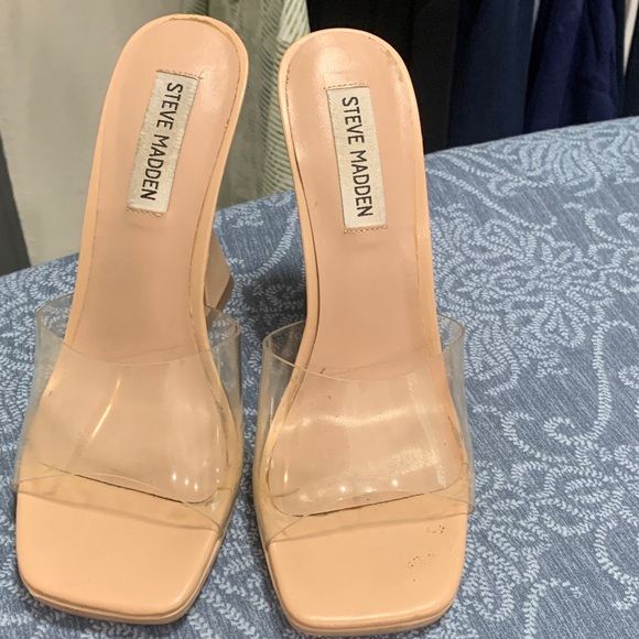 Steve Madden Shoes - Steve Madden Blush Nude Clear Strap Mules